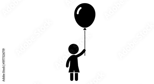 Silhouette of a Child Holding a Balloon Illustration