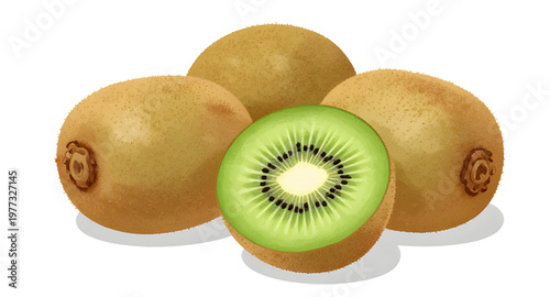 kiwi, fruit, kiwifruit, green, slice, fresh, juicy, healthy, organic, tropical, brown, fuzzy, flesh, seed, natural, food, nutrition