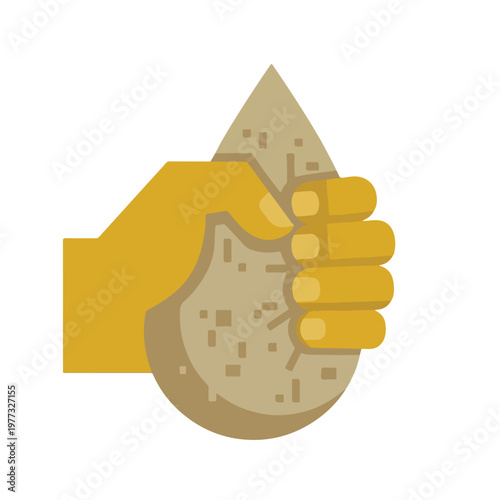 Hand Squeezing Dry Oil Drop Sponge Vector