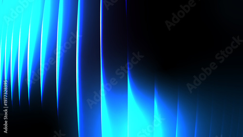 Abstract Ribbed Glass Background with Vertical Wave Lines and Blue Gradient Flow, Smooth Glossy Digital Surface Design for Modern Minimal Tech Visuals