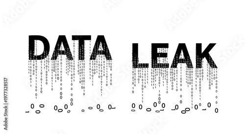 Data Leak Concept Illustration with Falling Binary Code