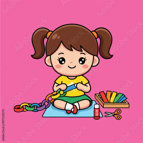 Little Girl Playing With Toys.