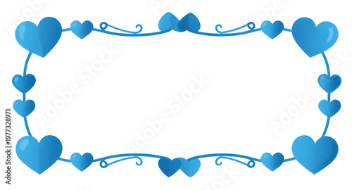 blue heart frame, heart shaped border, romantic frame design, love border illustration, valentine heart outline, wedding invitation frame, decorative heart border, elegant blue frame, floral heart des