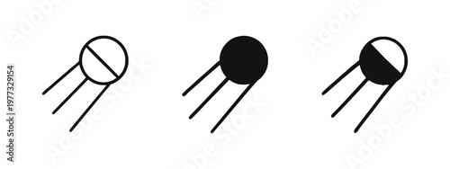 Satellite Sputnik Icon Set in Outline Solid and Hand Drawn Styles for Space Technology