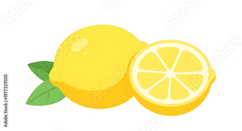 lemon, fruit, yellow, cartoon, citrus, fresh, juicy, sour, food, organic, healthy, slice, natural, design, illustration, icon, simple