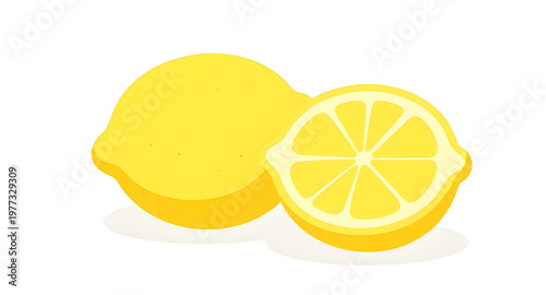 lemon, fruit, yellow, cartoon, citrus, fresh, juicy, sour, food, organic, healthy, slice, natural, design, illustration, icon, simple