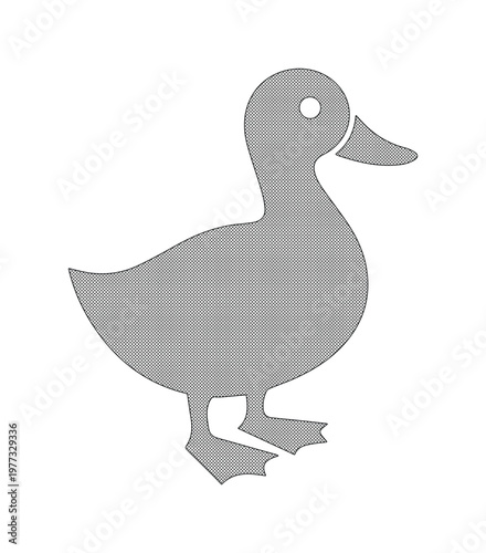 Minimalist duck silhouette vector, gray waterfowl bird icon on white background, simple animal profile for logo design and web graphics
