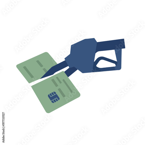Gas Nozzle Slicing Sage Green Credit Card Vector