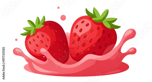 strawberry design illustration, fruit design illustration, berry design illustration, fresh design illustration, juicy design illustration, juice design illustration, splash design illustration, liqui