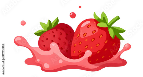 strawberry design illustration, fruit design illustration, berry design illustration, fresh design illustration, juicy design illustration, juice design illustration, splash design illustration, liqui