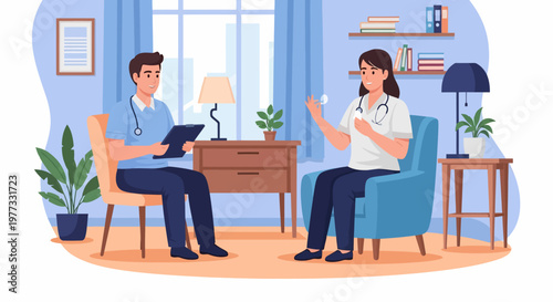 Doctor Consulting with Patient in Office.