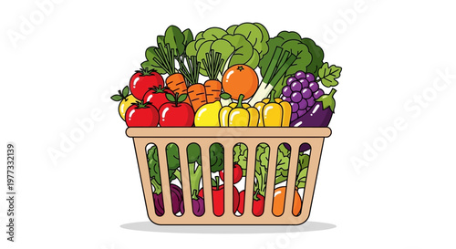 Colorful basket full of fresh vegetables.