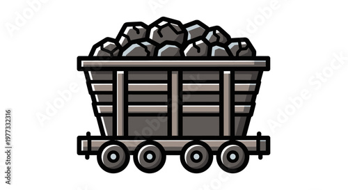 Coal mining cart with black coal.