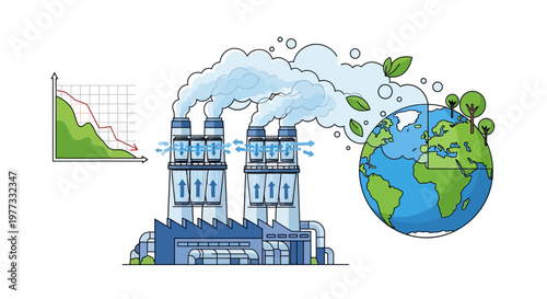 Industrial factory pollution earth green.