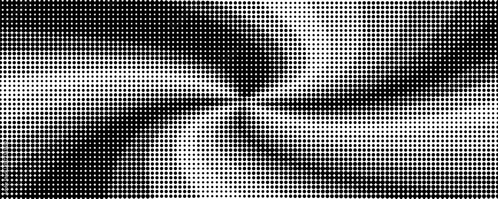 Fototapeta premium Concentric dotted noise gradient texture. Radial halftone grain background. Comic pop art backdrop for poster, banner, cover, print. Grunge fading overlay wallpaper. Vector cartoon grid patern texure
