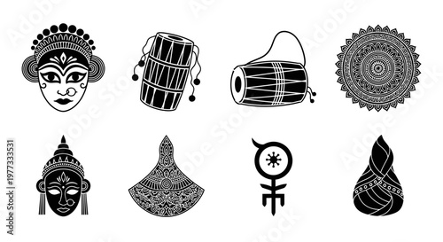 Bengali cultural symbols and traditional motifs, artistic representations.