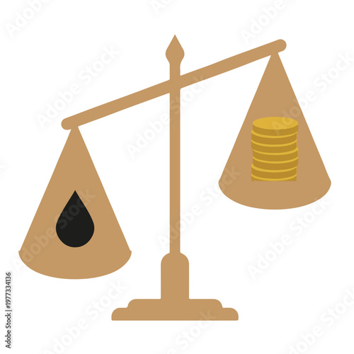 Pale Brass Weighing Scale Oil Drop Coin Vector