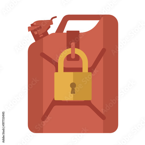 Muted Red Fuel Jerrycan Padlock Rationing Vector