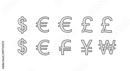 Global Currency Symbols Set with Major World Money Icons