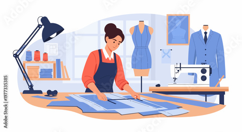 Woman Working on Fashion Design Project.