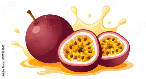 passionfruit, passionfruits, fruit, tropical, exotic, fresh, juicy, juice, splash, liquid, water, drop, droplets, pulp, seeds, yellow, orange, vibrant, sweet, sour, ripe, healthy, nutrition, organic, 