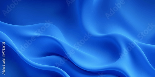 Soft flowing waves of blue silk and satin fabric create a smooth liquid texture with a wavy motion design in this abstract digital wallpaper backdrop