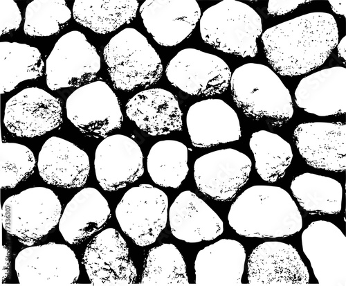 Textured white pebbles pattern transparent background, natural stone surface