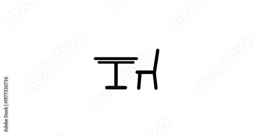 table, chair, dining, furniture, icon, minimalist, line, interior, home, kitchen, seating, wood, modern, design, simple, outline, clean