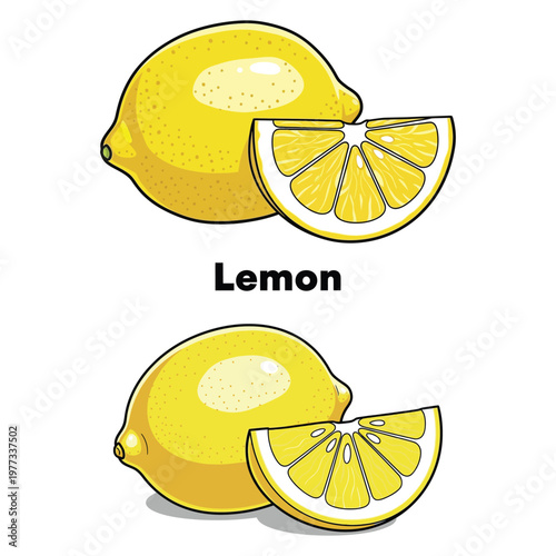 Vibrant illustration of lemons whole and halved fresh citrus fruit display
