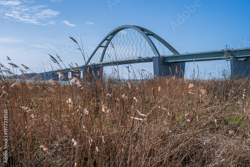 Tableau sur toile Die Fehmarnsundbrücke auf der Ostseeinsel Fehmarn