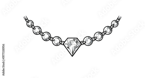diamond necklace illustration, diamond jewelry illustration, diamond pendant illustration, luxury necklace illustration, elegant necklace illustration, jewelry design illustration, gemstone necklace i