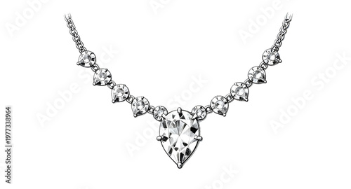 diamond necklace illustration, diamond jewelry illustration, diamond pendant illustration, luxury necklace illustration, elegant necklace illustration, jewelry design illustration, gemstone necklace i