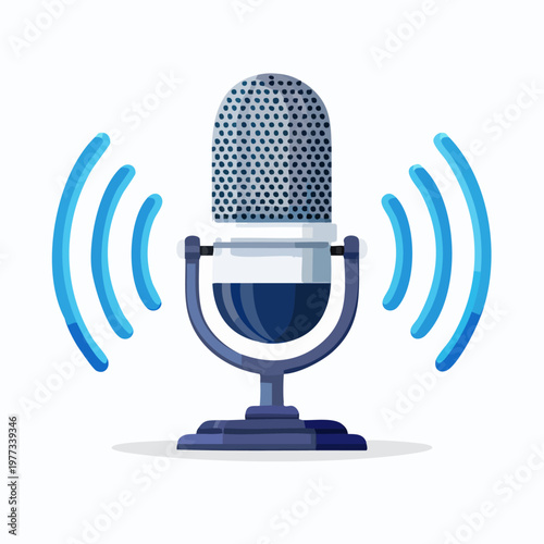 Retro microphone with radiating sound waves