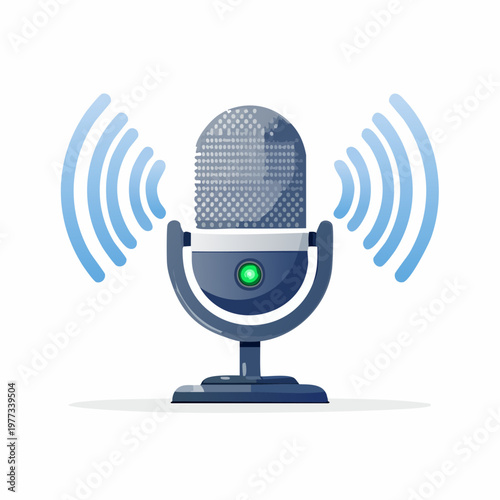Stylized illustration of a professional microphone for podcast and radio broadcasting.