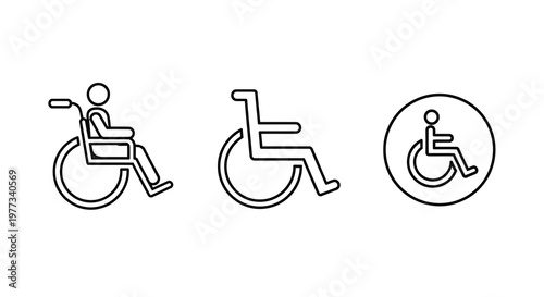 Accessibility symbols depicting wheelchair users in a minimalist silhouette