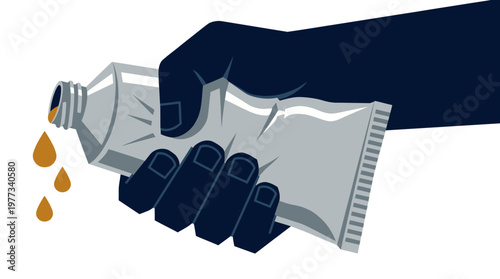 Hand Squeezing Oil Pipeline Energy Supply Shortage Concept Vector Illustration