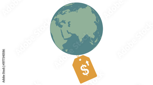Planet Earth With Price Tag Global Energy And Oil Commodity Price Concept