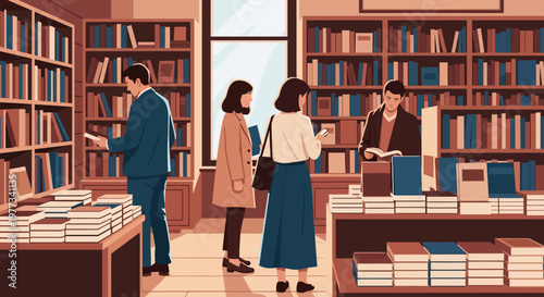 People Browsing Books in Library Store.
