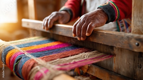 Artistry of peruvian weaving loom capturing vibrant threads of tradition and culture
