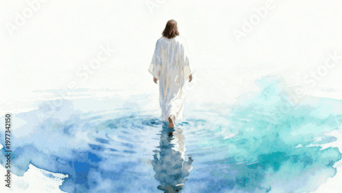 Amazing Walk Walker on the Water isolated watercolor vector illustration svg
