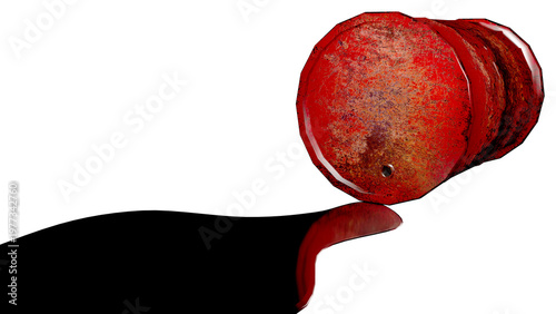 Leaking oil barrel 3D illustration