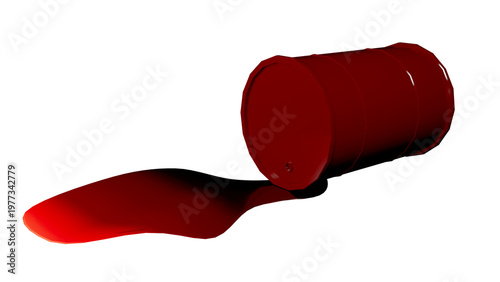 Leaking oil barrel 3D illustration