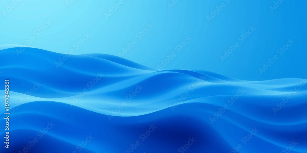 Fototapeta premium Soft flowing blue waves with a liquid texture create an abstract motion design and wavy silk pattern for a soft light vector backdrop