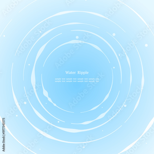 水の波紋が広がる抽象背景 センター構図 水色グラデーション 正方形デザイン