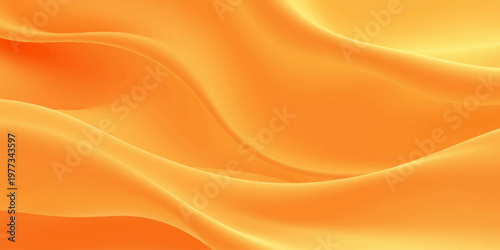 Abstract orange silk background with soft golden waves and a shiny satin fabric texture featuring a flowing liquid motion design for an elegant vector wallpaper backdrop