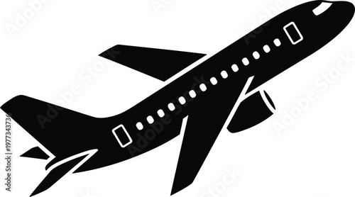 Title airplane silhouette isolated on transparent background a minimalist aviation icon description a stark black silhouette of a passenger airplane in flight presented in a