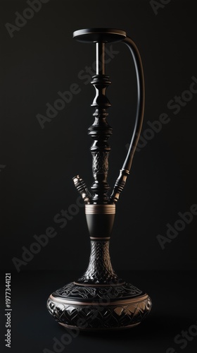 Elegant modern hookah on a black background showcasing intricate design and craftsmanship for a sophisticated setting