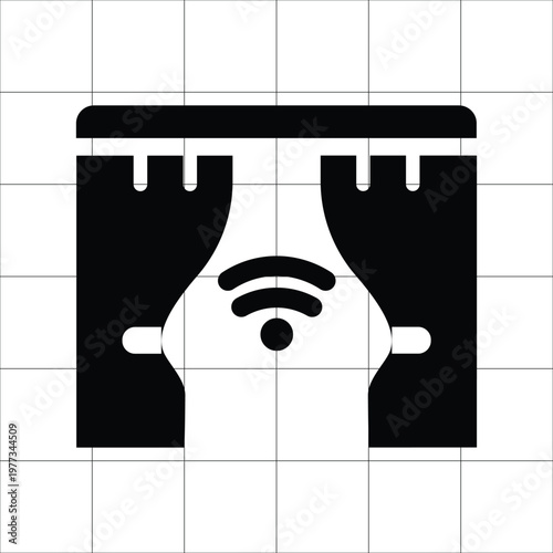 Smart Curtains Icon – Automated Window Curtain Control Filled Icon