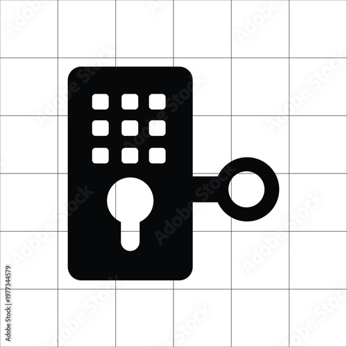 Smart Door Lock Icon – Digital Key Access Security Filled Icon