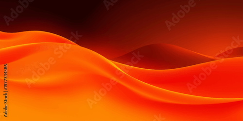 Abstract red silk background with wavy gold gradient lines and orange fire light texture creating a curved motion vector illustration wallpaper design